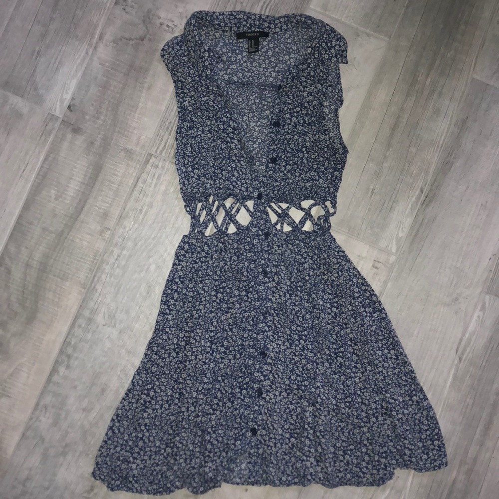 Blue dress cut out detail